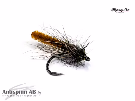 Flytande Chenille Puppa Caddis Tan Brown Light Dressed #14