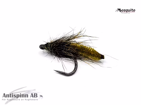 Flytande Chenille Puppa Caddis Olive Light Dressed #14