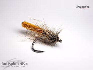 Flytande Chenille Puppa Caddis Dark Brown Light Dressed #14