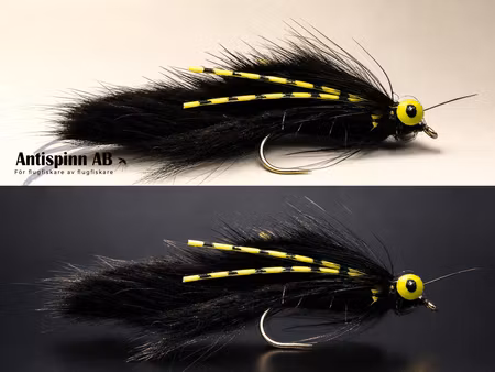 Zonker Black and Yellow Dumbell Rubberlegs #8