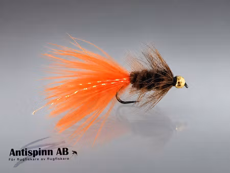 Wolly Bugger Brown & Orange BeadHead #10