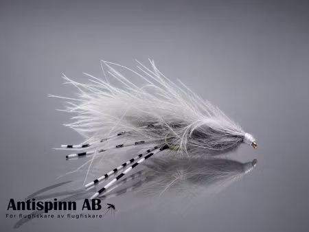 Gray and White Marabou Streamer Rubberlegs #10