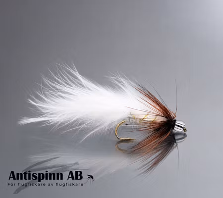 Tactical Streamer White/Brown BeadHead Silver Glass #10