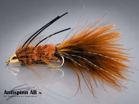 Wolly Bugger Brown ConeHead Rubberlegs #8