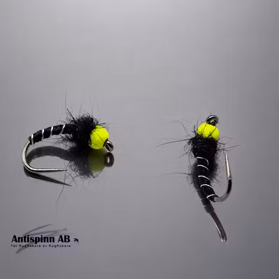 Midge Black Pupa BH Chartreuse #16