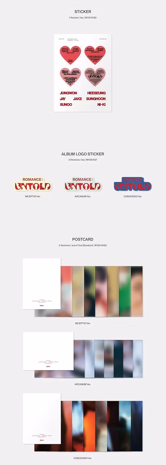 ENHYPEN 2nd Album [ROMANCE : UNTOLD] (INCEPTIO Ver. / ARCANUM Ver.  / CONCESSIO Ver.) (RANDOM 1)