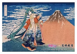 Hatsune Miku x Katsushika Hokusai iXima Postcard Fine Wind, Clear Morning (10)