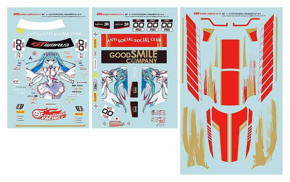 Hatsune Miku GSR Character Customization Series 052 Sticker Set for GSR Cars 1/10 Racing Miku SPA 2025 Ver.