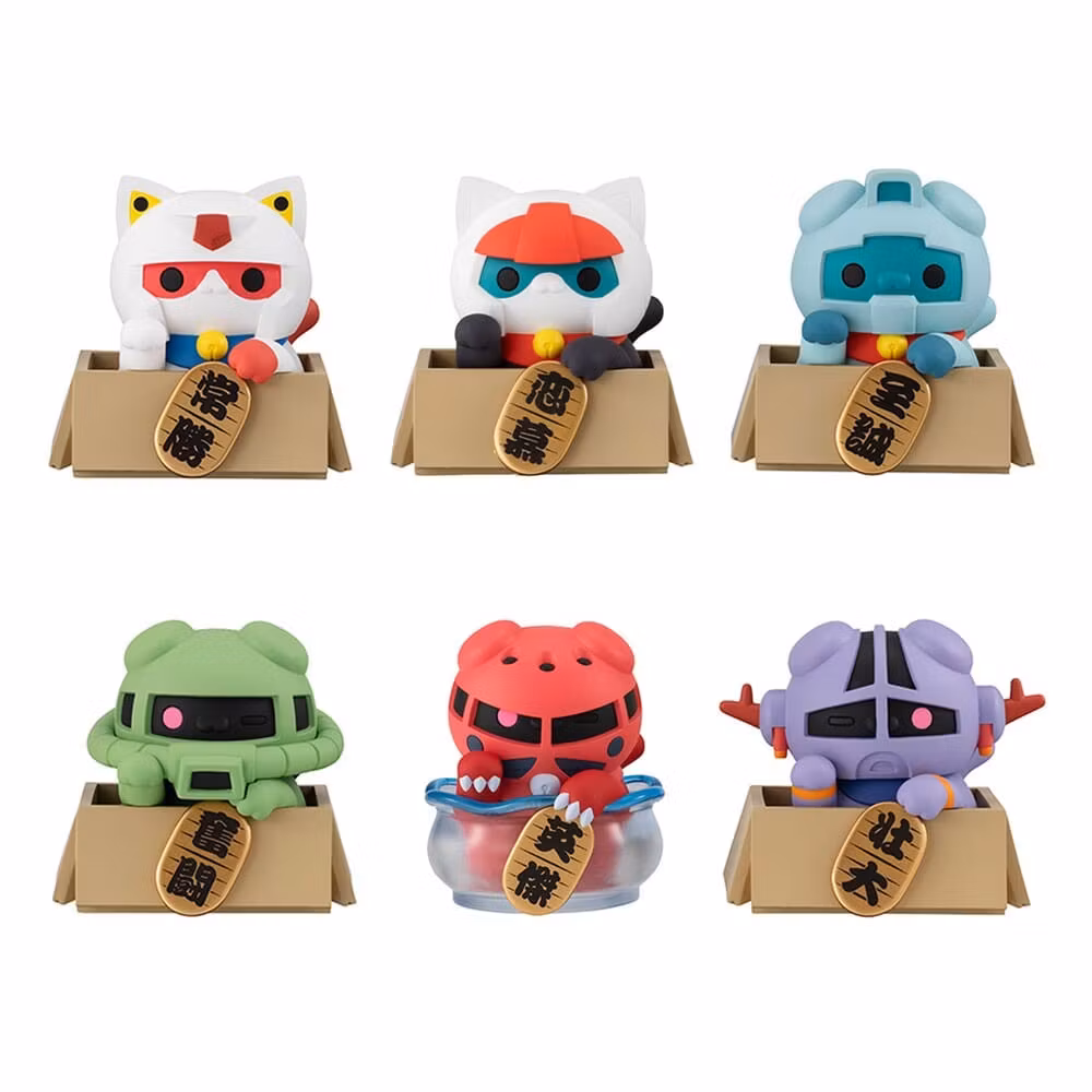 Mobile Suit Gundam Mega Cat Project Trading Figure 6-Pack Cats Luckycat 6 cm Blind Box (with gift)