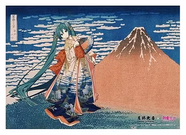 Katsushika Hokusai x Hatsune Miku Acrylic Panel Thirty-six Views of Mount Fuji Fine Wind, Clear Morning 30 cm