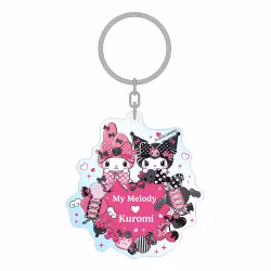 Sanrio Pink Black Party Series Acrylic Keychain My Melody & Kuromi 7 cm