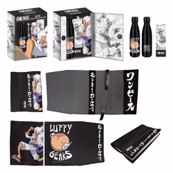 One Piece Steel Bottle, Sticker, Book Cover Gift Set Luffy Gears