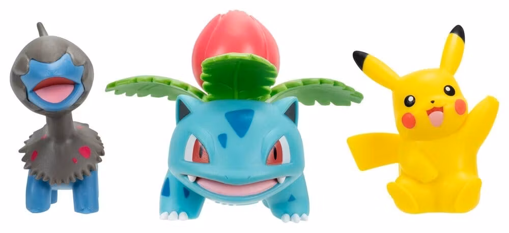 Pokémon Battle Figure Set Action Figures Pikachu, Deino & Ivysaur (3-Pack)