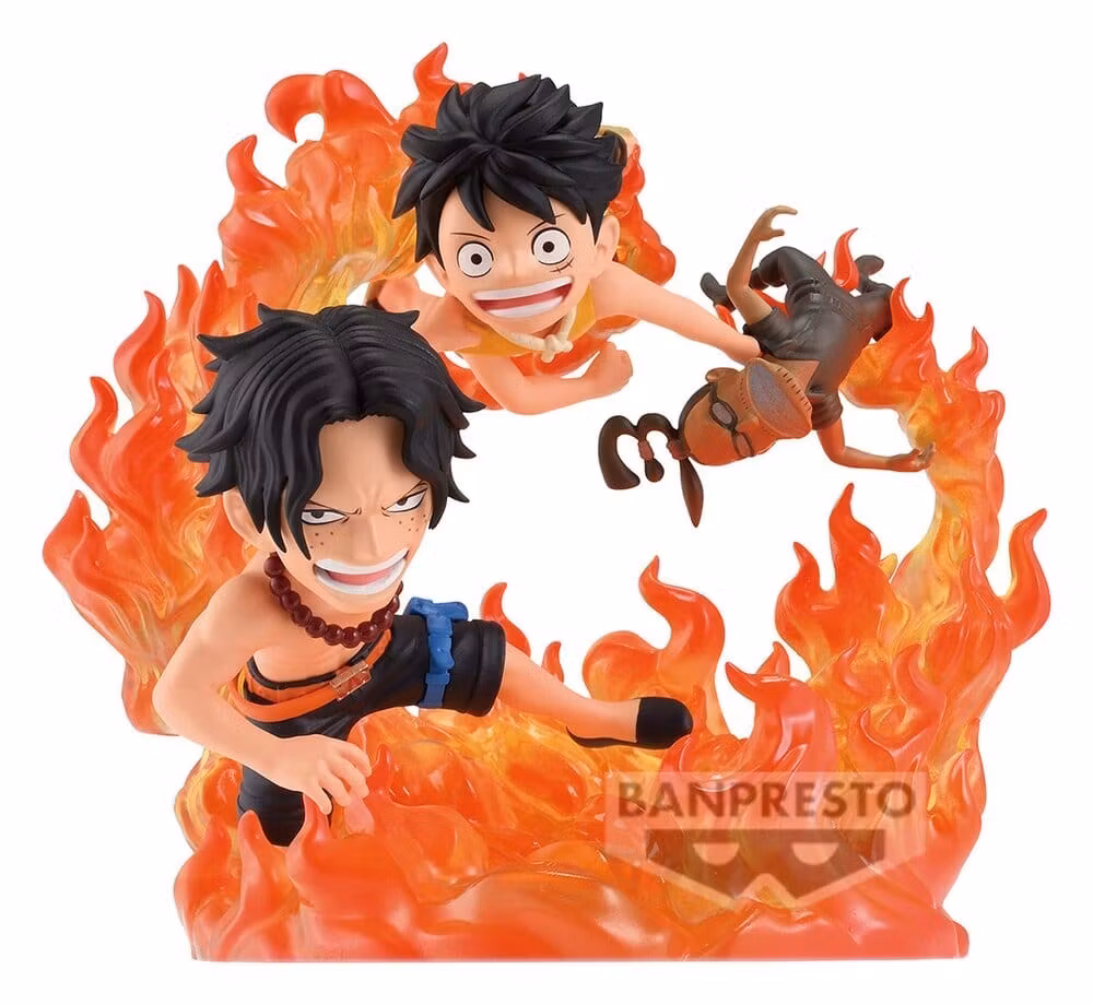 PREORDER - One Piece World Collectable Figure Log Stories PVC Figure Portgas D. Ace & Monkey D. Luffy (Marineford) 10 cm