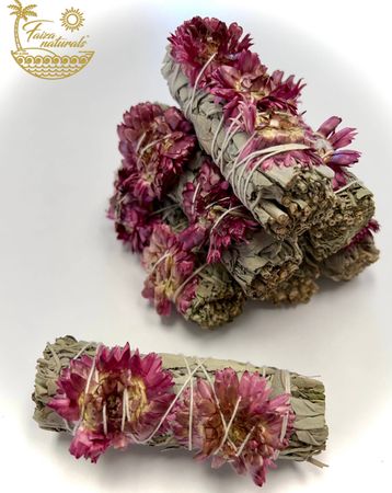 Rökelsebunt Lila solros och vit salvia
