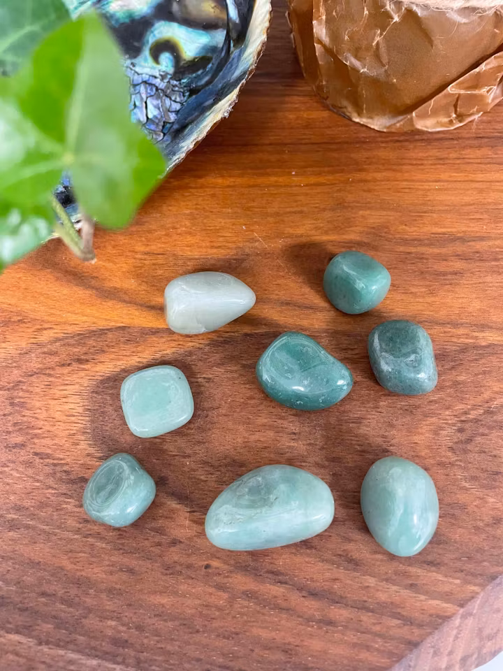 Trumlad grön aventurin