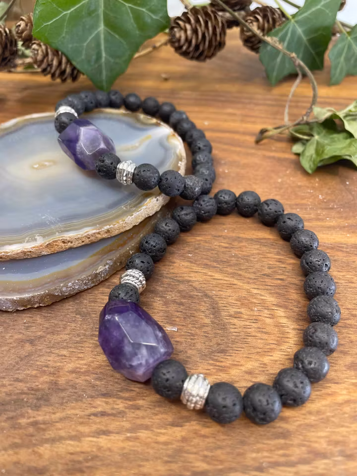 Kristall armband lavasten och ametist