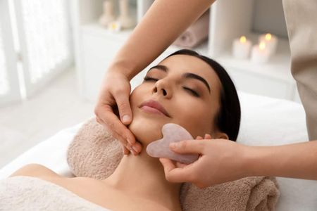 Gua Sha Rosenkvarts massagespatel