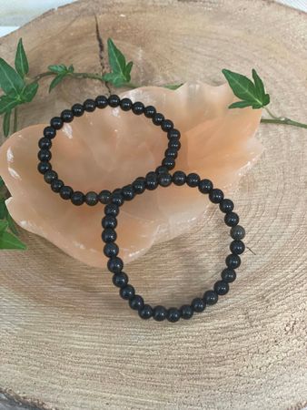 Kristallarmband guld obsidian