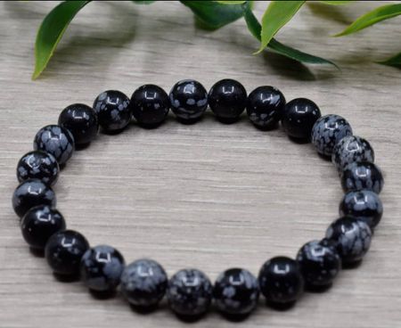 Kristallarmband snowflake obsidian