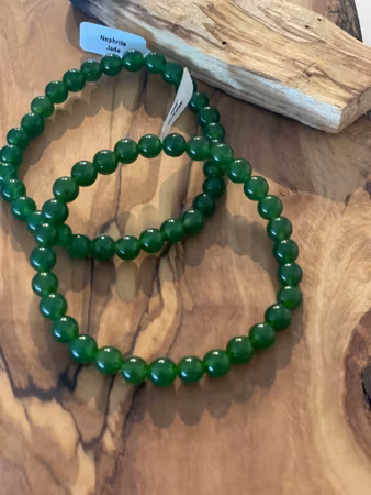 Kristallarmband runda pärlor Nefrit Jade