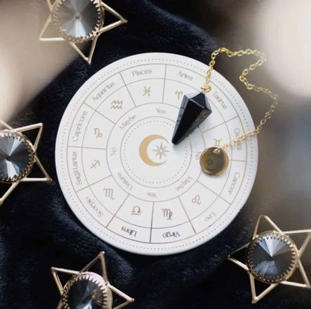 Pendelbräda/astrologihjul med Obsidian pendel
