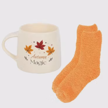 Höstmagi mugg med orange strumpor
