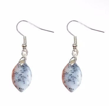 Örhängen silverpläterad mässing Dendritisk opal