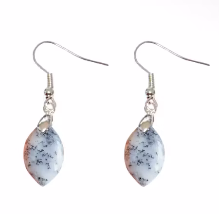 Örhängen silverpläterad mässing Dendritisk opal