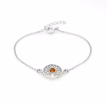 Silverarmband med bärnsten