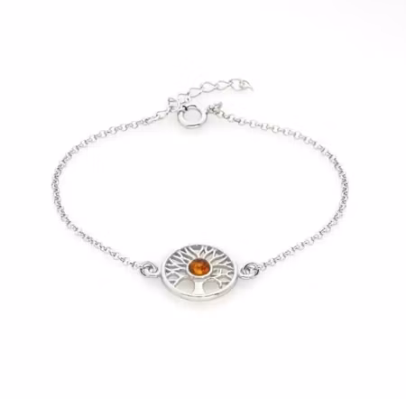 Silverarmband med bärnsten