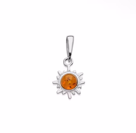 Silver hänge sol med bärnsten
