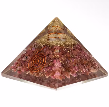 Orgonit pyramid med Rubin och kvarts