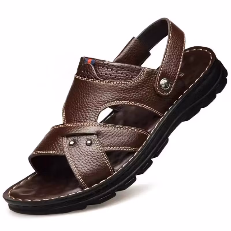 Herrsandaler i Äkta Läder – Halkfria & Bekväma för Sommar & Strand