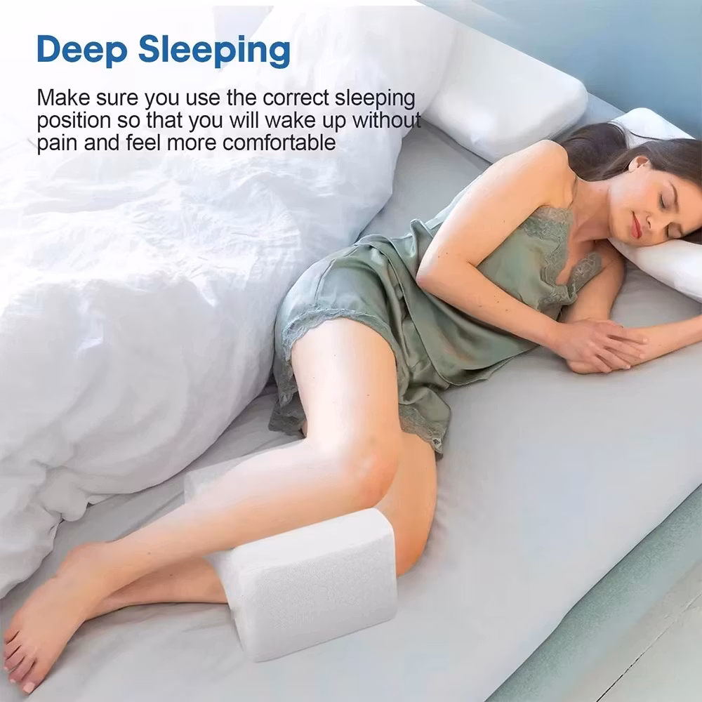 Ortopedisk Knäkudde i Memory Foam – För Rygg, Höft & Ben | Perfekt för Sidliggande & Gravida