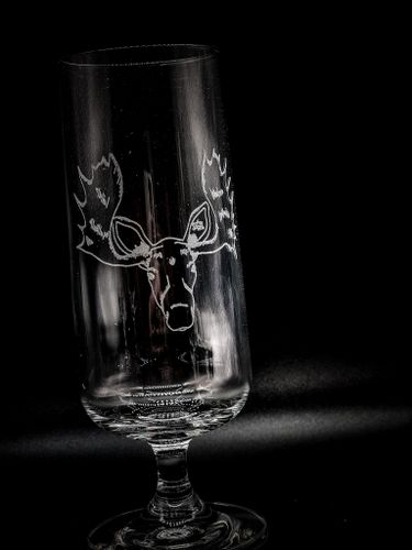 Graverad Ölglas Älgen