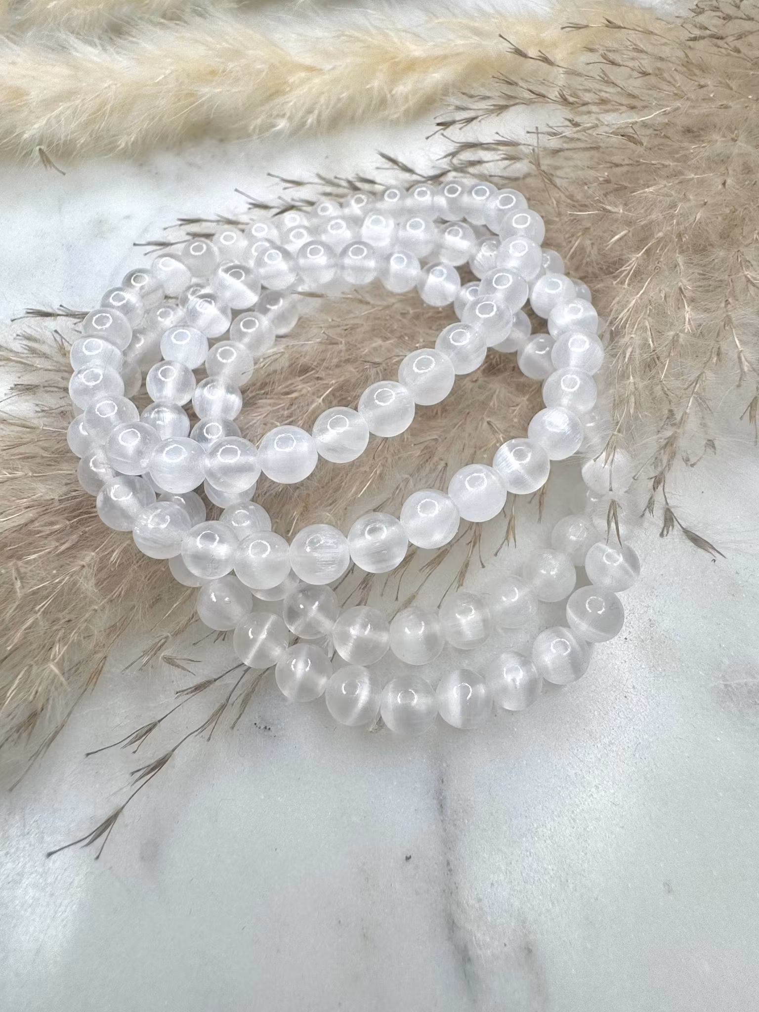 Satin spar armband fyra stycken kristall 6mm