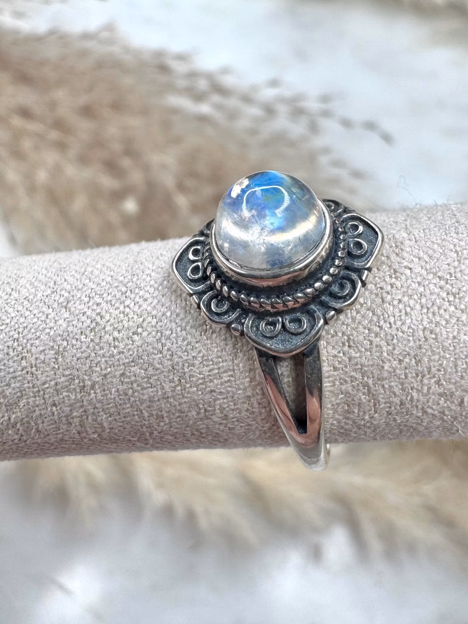 Silverring månsten
