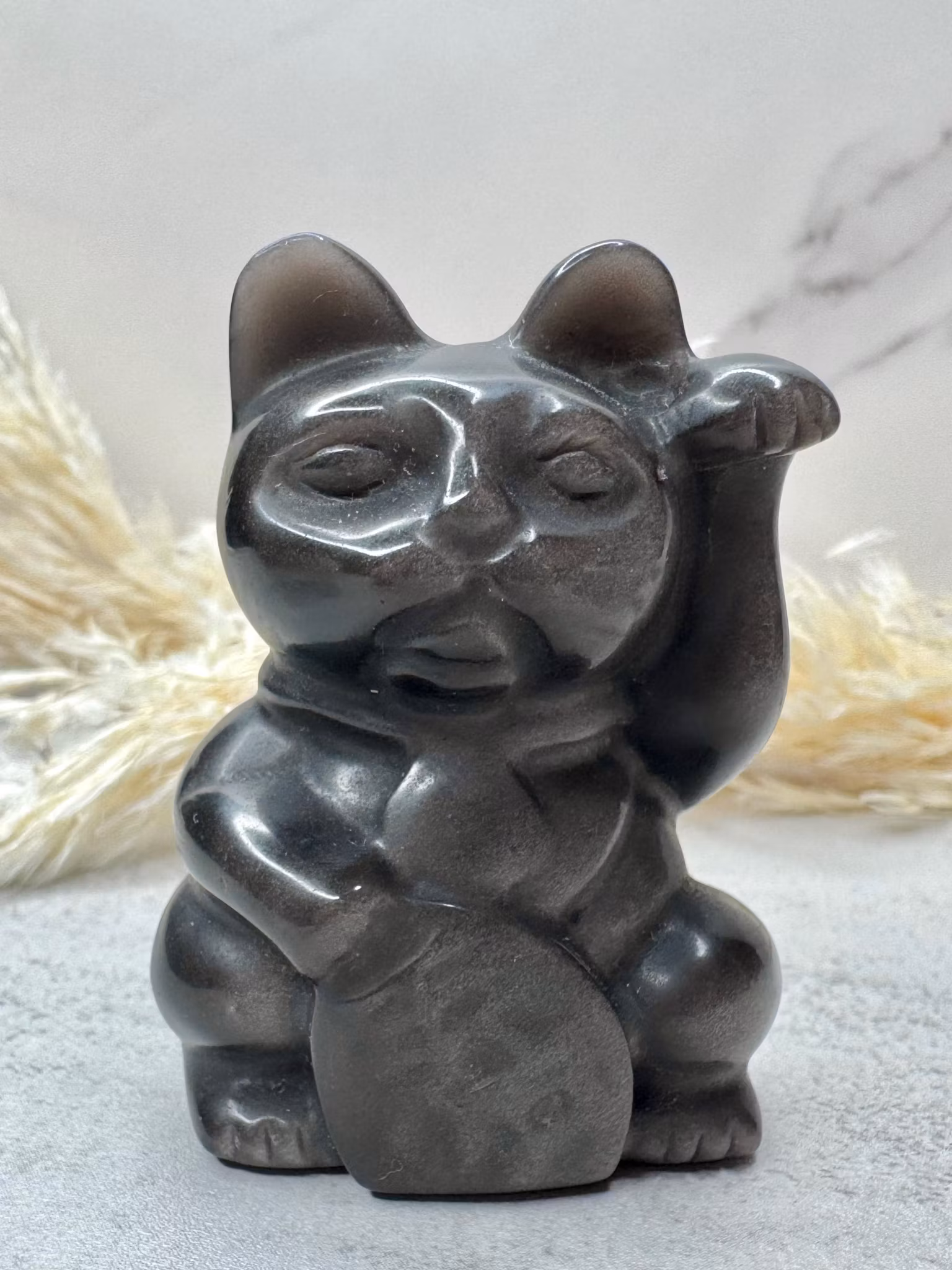 Lyckokatt i silverobsidian