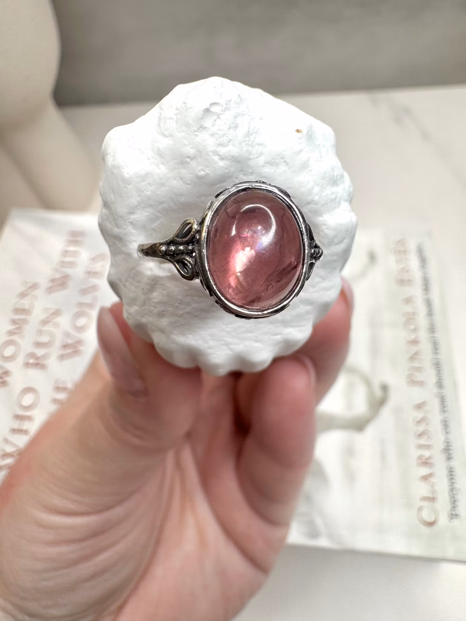 Silverring i lila mica