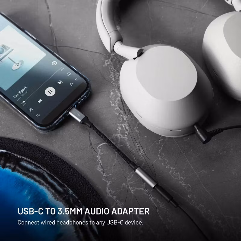 FIXED Link Premium USB-C till 3,5 mm-adapter Rymdgrå