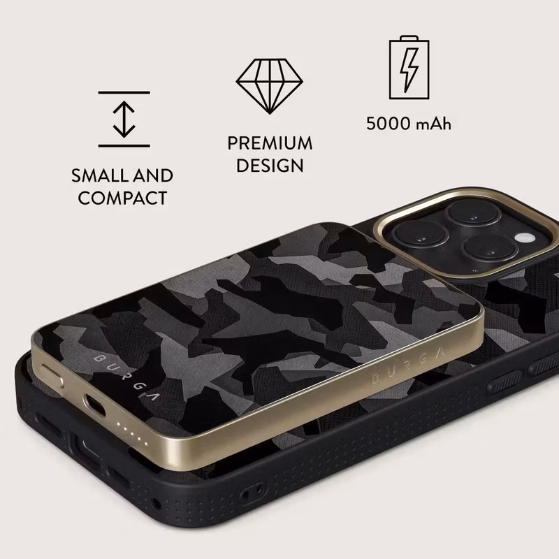 Burga Night Black Camo 5 000 mAh MagSafe-powerbank Guld