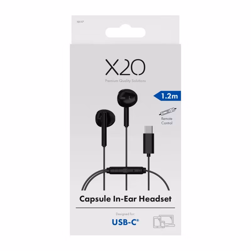 X2O USB-C Capsule In-ear-headset 1,2 m Svart