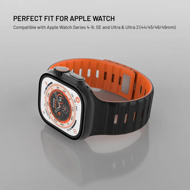 FIXED Silicone Magnetic Strap Magnetiskt silikonarmband för Apple Watch 44/45/46/49 mm Svart