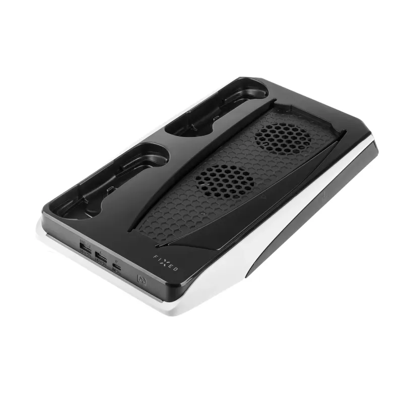 FIXED Multifunktionell PS5-station FIXPS5-MCS-BW med kylning och laddning för 2 DualSense Black/White