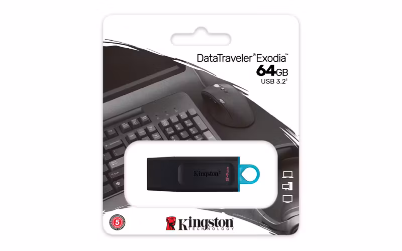 Kingston DataTraveler Exodia 64 GB USB 3.2 Gen 1 USB-minne Svart Blå