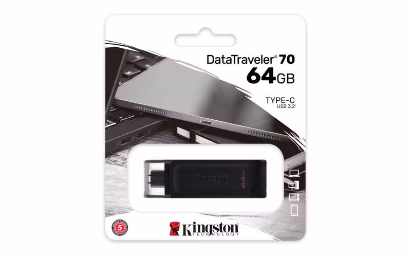 Kingston DataTraveler 70 64 GB USB-C 3.2 Gen 1 USB-minne Svart
