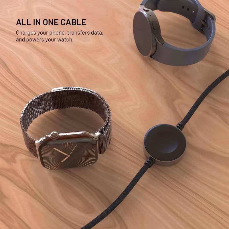 FIXED Power Watch Cable USB-C till USB-C 60 W 1,5 m för Apple Watch och Galaxy Watch