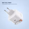 FIXED FIXCG65R-2C-WH 65 W GaN USB-C-laddare med 2 portar och utdragbar kabel Vit