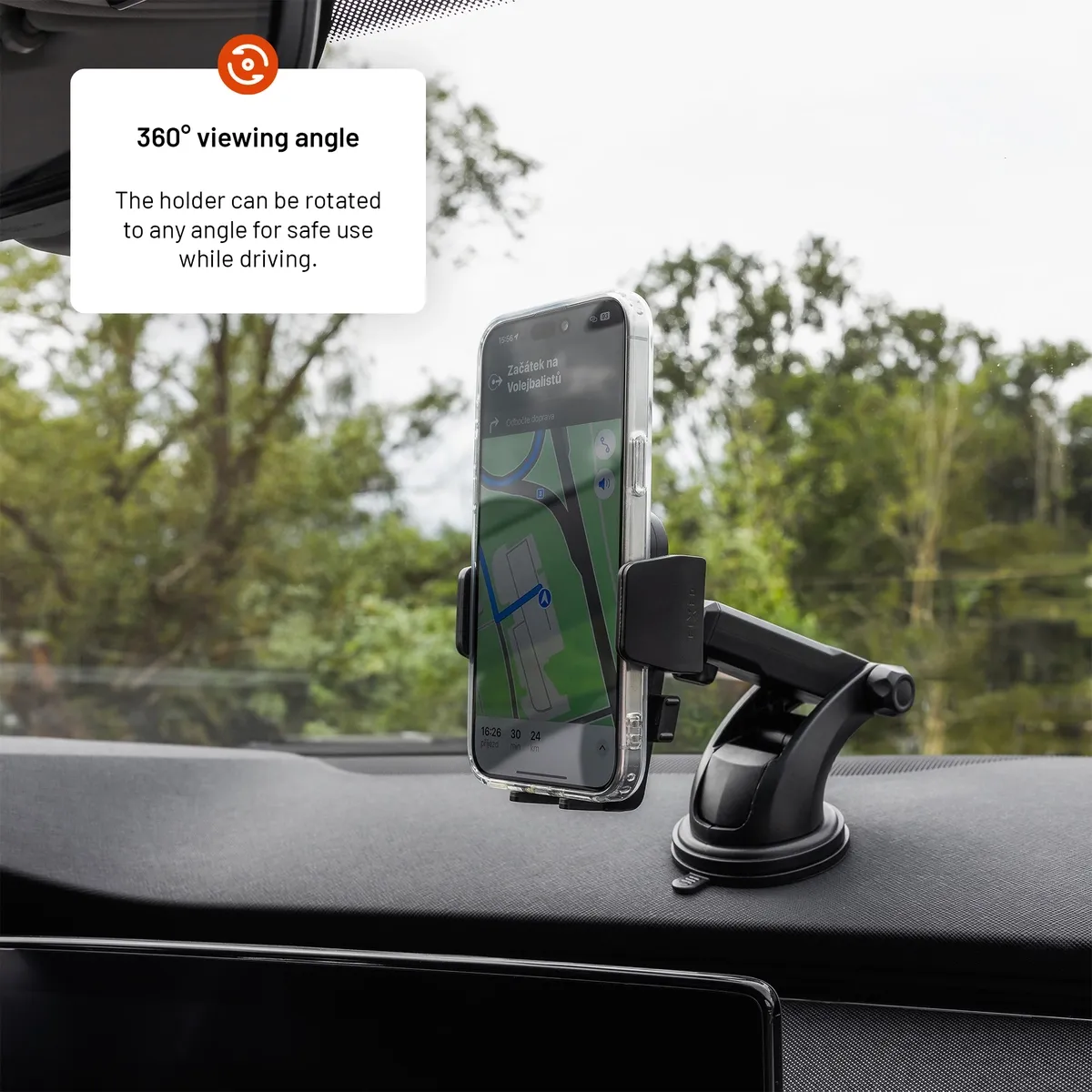 FIXED Iconiq XXL mobilhållare för vindruta och instrumentbräda Svart